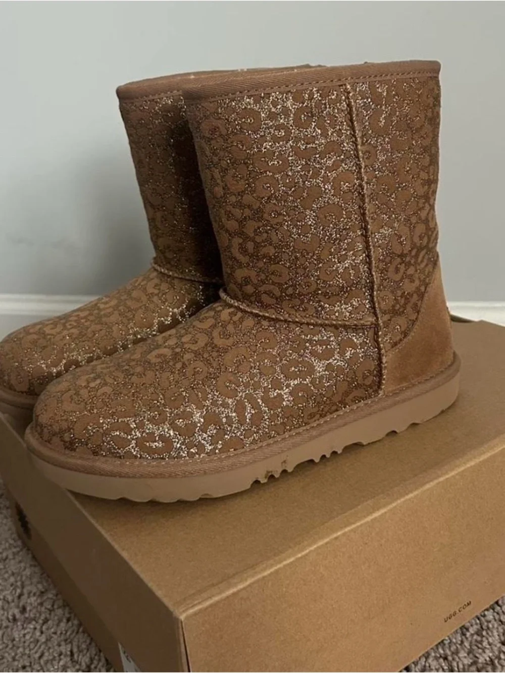 Chestnut Glitter Leopard Boots